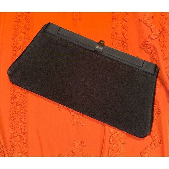 HL USA formal evening event black tie clutch hold chain black bow - Picture 14 of 15